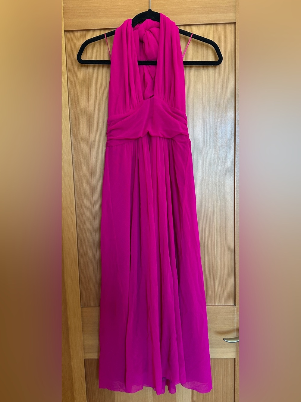 Fuzzi - Hot Pink Halter Midi Dress, size small *NWT*